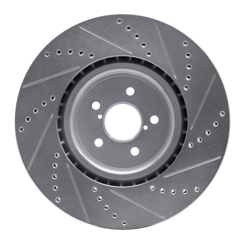 Subaru BRZ Brake Rotor (1) - Front Left - R1 Concepts - Drilled & Slotted - Silver - `03-`25